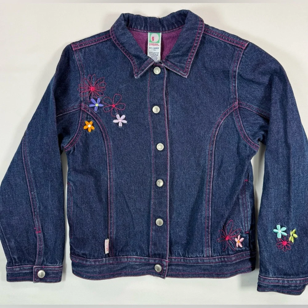 VINTAGE‎ GYMBOREE Girls 2001 Floral Embroidered Denim Jacket 7 Years Cottagecore